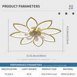 NNEDSZ Modern Ceiling Light Fan, Low Profile, 6 Wind Speed, 3 Color (90cm, Gold)