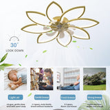 NNEDSZ Modern Ceiling Light Fan, Low Profile, 6 Wind Speed, 3 Color (90cm, Gold)