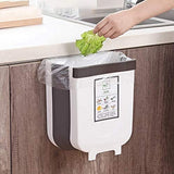NNEDSZ Hanging Trash Can Collapsible Small Garbage Waste Bin for Kitchen Cabinet Door (White)