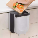 NNEDSZ Hanging Trash Can Collapsible Small Garbage Waste Bin for Kitchen Cabinet Door (Grey)