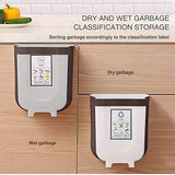 NNEDSZ Hanging Trash Can Collapsible Small Garbage Waste Bin for Kitchen Cabinet Door (Grey)