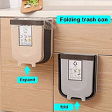 NNEDSZ Hanging Trash Can Collapsible Small Garbage Waste Bin for Kitchen Cabinet Door (Grey)