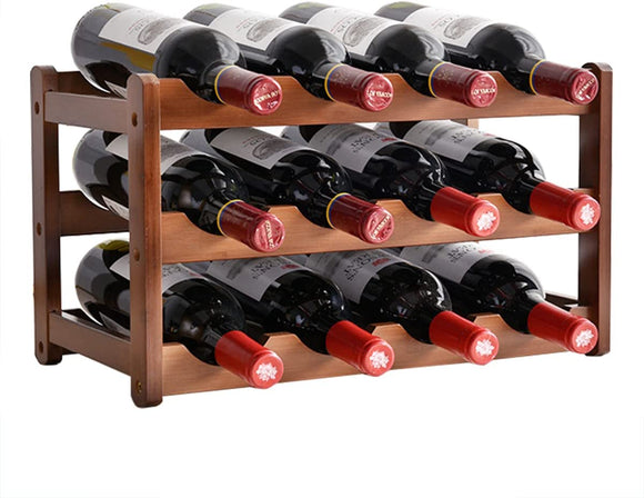 NNEDSZ 3-layer Bamboo Wine Storage Rack (12 bottles)