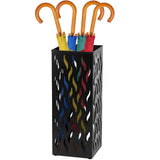 Rectangular Black Metal Umbrella Stand Holder - Space-Saving Design, 16.5x16.5x42cm