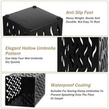 Rectangular Black Metal Umbrella Stand Holder - Space-Saving Design, 16.5x16.5x42cm