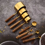 Stainless Steel Measuring Cups and Spoons Set, Cooper Finish, 8-Piece for Baking and Cooking