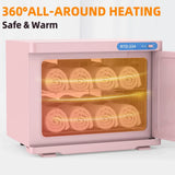 Pink 23L Hot Towel Warmer Cabinet with UV Sterilizer for Salon and Home Use