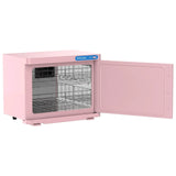 Pink 23L Hot Towel Warmer Cabinet with UV Sterilizer for Salon and Home Use