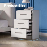 Black White Black Bedside Table with 3 Drawers, Modern Design, 38x35x66cm Storage Cabinet