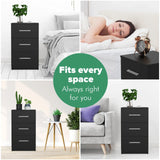 Black White Black Bedside Table with 3 Drawers, Modern Design, 38x35x66cm Storage Cabinet
