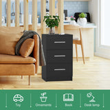 Black White Black Bedside Table with 3 Drawers, Modern Design, 38x35x66cm Storage Cabinet