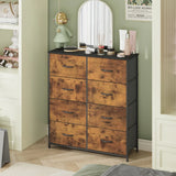 Tallboy Dresser Chest of Drawers in Black - 8 Fabric Drawers, 96x86cm