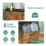 Tallboy Dresser Chest of Drawers in Black - 8 Fabric Drawers, 96x86cm
