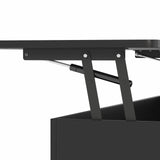 LED Lift Top Coffee Table in Black with 2-Tier Design and Drawers for Living Room