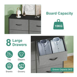Grey Tallboy Chest of 8 Drawers Storage Cabinet for Bedroom and Living Room