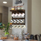 Wooden Wall Mounted Coffee Mug Rack 12 Hooks Cup Holder