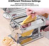 NNEDSZ Pasta Maker Manual Steel Machine with 8 Adjustable Thickness Settings