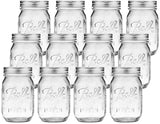 NNEDSZ 12 Pieces Canning Jars - 480ml Mason Jar Empty Glass Spice Bottles with Airtight Lids and Labels