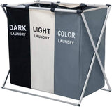 NNEDSZ 3 in 1 Large 135L Laundry Clothes Hamper Basket with Waterproof bags and Aluminum Frame (Multi)
