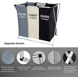NNEDSZ 3 in 1 Large 135L Laundry Clothes Hamper Basket with Waterproof bags and Aluminum Frame (Multi)
