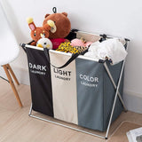 NNEDSZ 3 in 1 Large 135L Laundry Clothes Hamper Basket with Waterproof bags and Aluminum Frame (Multi)