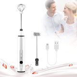 NNEDSZ Silver Rechargeable Electric Milk Frother Handheld (3 Speeds)