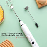 NNEDSZ Silver Rechargeable Electric Milk Frother Handheld (3 Speeds)