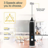 NNEDSZ Silver Rechargeable Electric Milk Frother Handheld (3 Speeds)