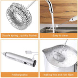 NNEDSZ Silver Rechargeable Electric Milk Frother Handheld (3 Speeds)