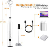 NNEDSZ Silver Rechargeable Electric Milk Frother Handheld (3 Speeds)