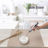 NNEDSZ Silver Rechargeable Electric Milk Frother Handheld (3 Speeds)