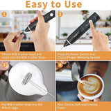 NNEDSZ Black Rechargeable Electric Milk Frother Handheld (3 Speeds)