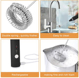 NNEDSZ Black Rechargeable Electric Milk Frother Handheld (3 Speeds)