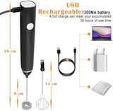 NNEDSZ Black Rechargeable Electric Milk Frother Handheld (3 Speeds)