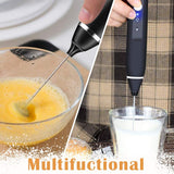 NNEDSZ Black Rechargeable Electric Milk Frother Handheld (3 Speeds)