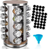 NNEDSZ Rotating Spice Rack Organizer with 20 Pieces Jars for Kitchen