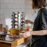 NNEDSZ Rotating Spice Rack Organizer with 20 Pieces Jars for Kitchen