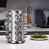 NNEDSZ Rotating Spice Rack Organizer with 20 Pieces Jars for Kitchen