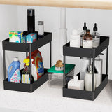 NNEDSZ 2 Tier Multi-Purpose Under Sink Organizer Shelf Storage Rack for Bathroom and Kitchen