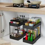 NNEDSZ 2 Tier Multi-Purpose Under Sink Organizer Shelf Storage Rack for Bathroom and Kitchen