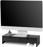 NNEDSZ Black Monitor Stand Desk Organizer with 2 Drawers