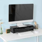 NNEDSZ Black Monitor Stand Desk Organizer with 2 Drawers