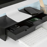 NNEDSZ Black Monitor Stand Desk Organizer with 2 Drawers