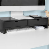 NNEDSZ Black Monitor Stand Desk Organizer with 2 Drawers