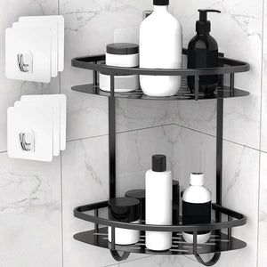 NNEDSZ 2 Pack Aluminum Adhesive Shower Caddy Corner Shelf Storage Rack for Bathroom
