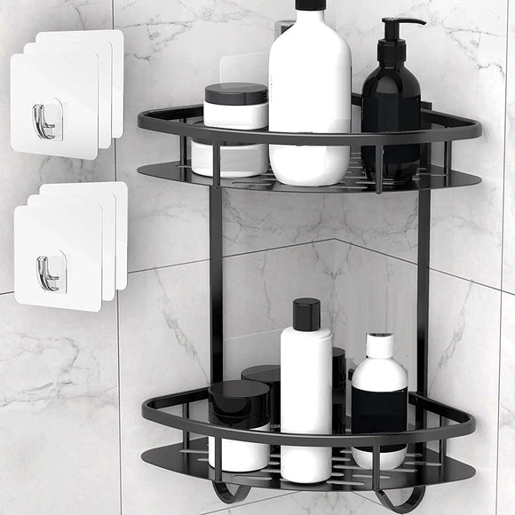 NNEDSZ 2 Pack Aluminum Adhesive Shower Caddy Corner Shelf Storage Rack for Bathroom