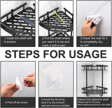 NNEDSZ 2 Pack Aluminum Adhesive Shower Caddy Corner Shelf Storage Rack for Bathroom