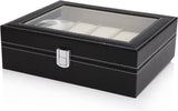 NNEDSZ Black PU Leather Watch Organizer Display Storage Box Cases for Men & Women (10 slots)