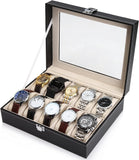 NNEDSZ Black PU Leather Watch Organizer Display Storage Box Cases for Men & Women (10 slots)