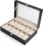 NNEDSZ Leather Watch Organizer Display Storage Box Cases for Men & Women (12 slots)